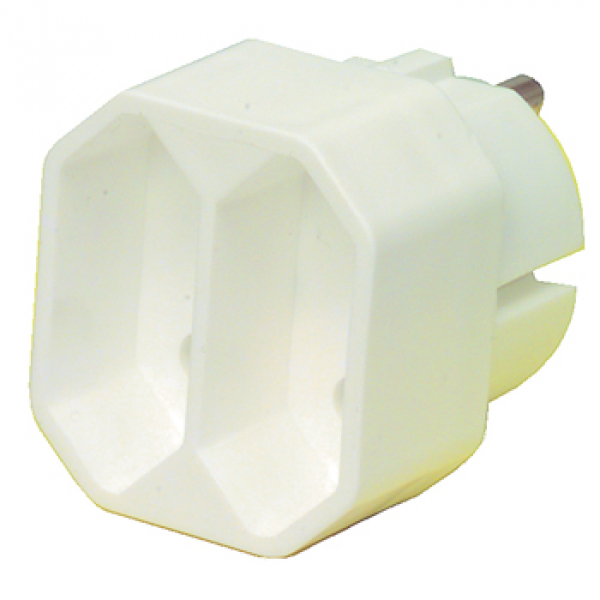Stecker-Adapter, Verteiler für zwei flache Eurostecker.  bune020